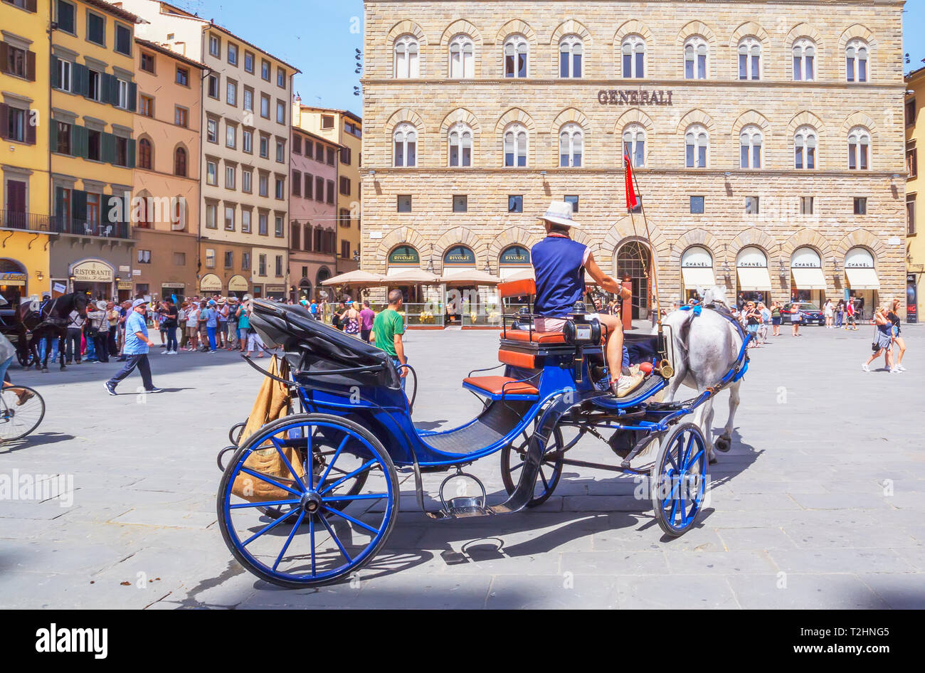 Horse carriage on Piazza della Signoria, Florence; Tuscany; Italy; Europe Stock Photo