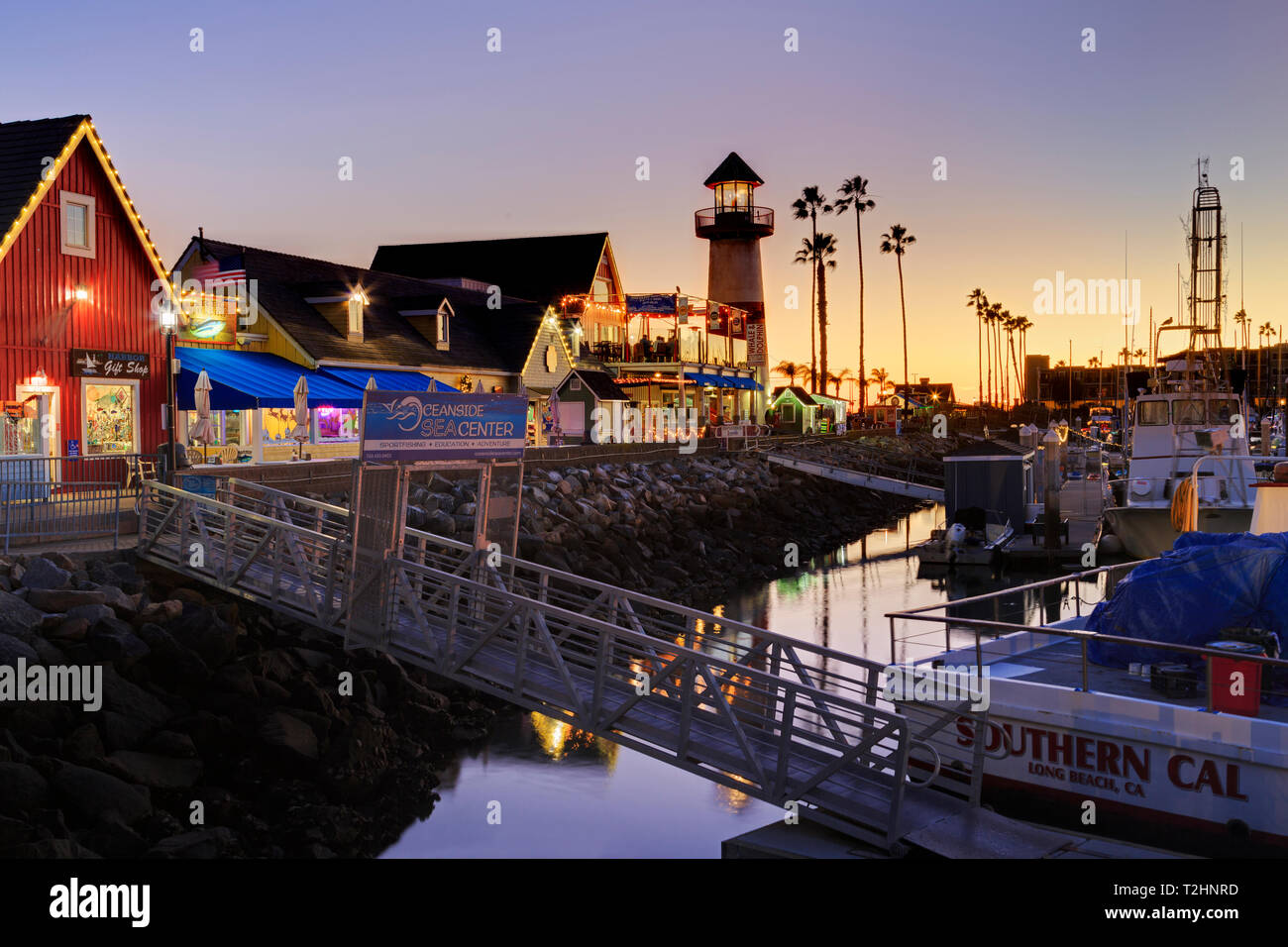Oceanside Harbour Village at sunset, San Diego County, California, United States of America Stock Photo