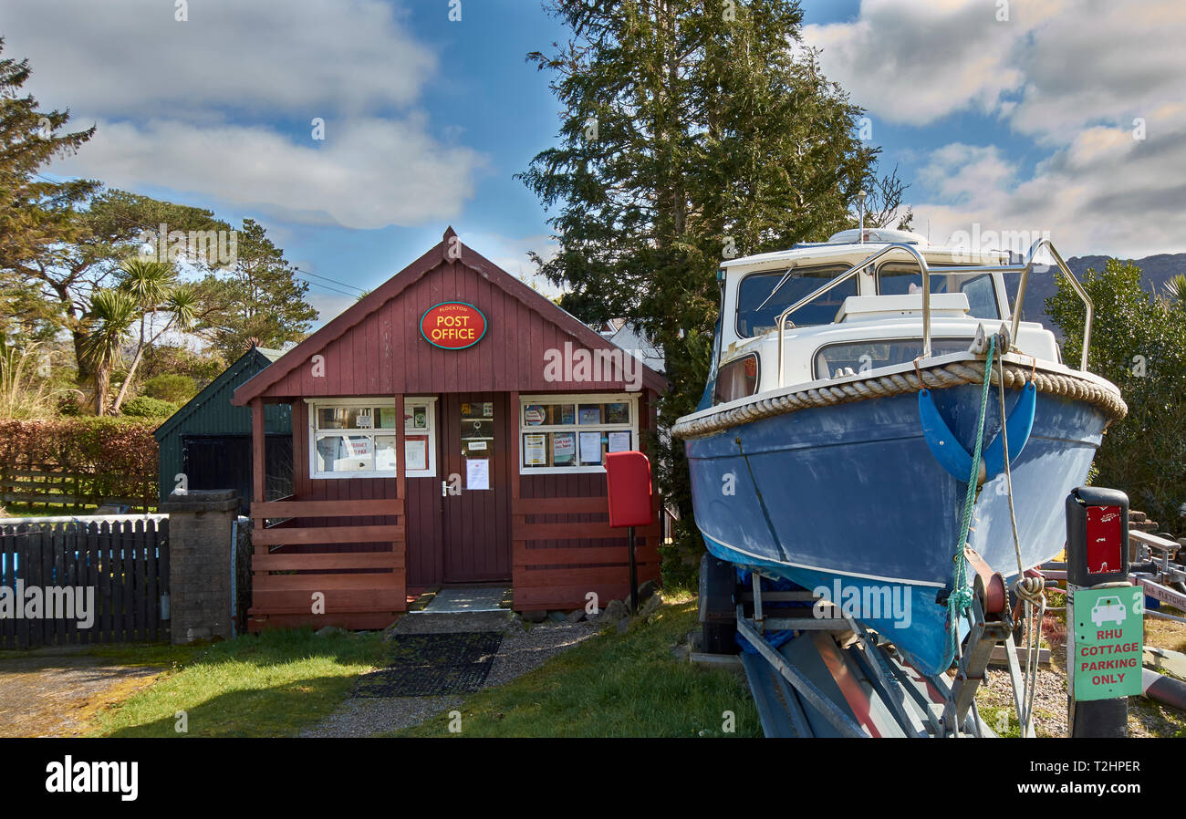 PLOCKTON LOCH CARRON WESTER ROSS SCOTLAND THE WOODEN POST OFFICE AND A