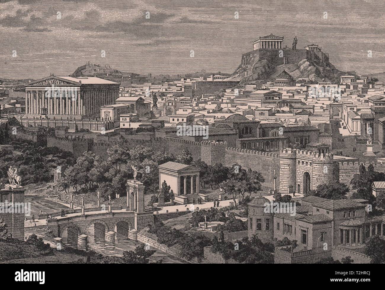 General view of Athens, showing the Pantheon and Mars Hill Stock Photo