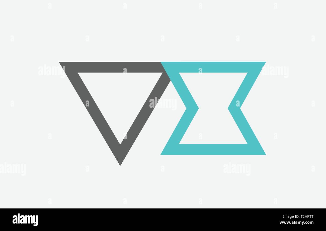 blue grey alphabet letter logo combination vx v x design suitable for a ...