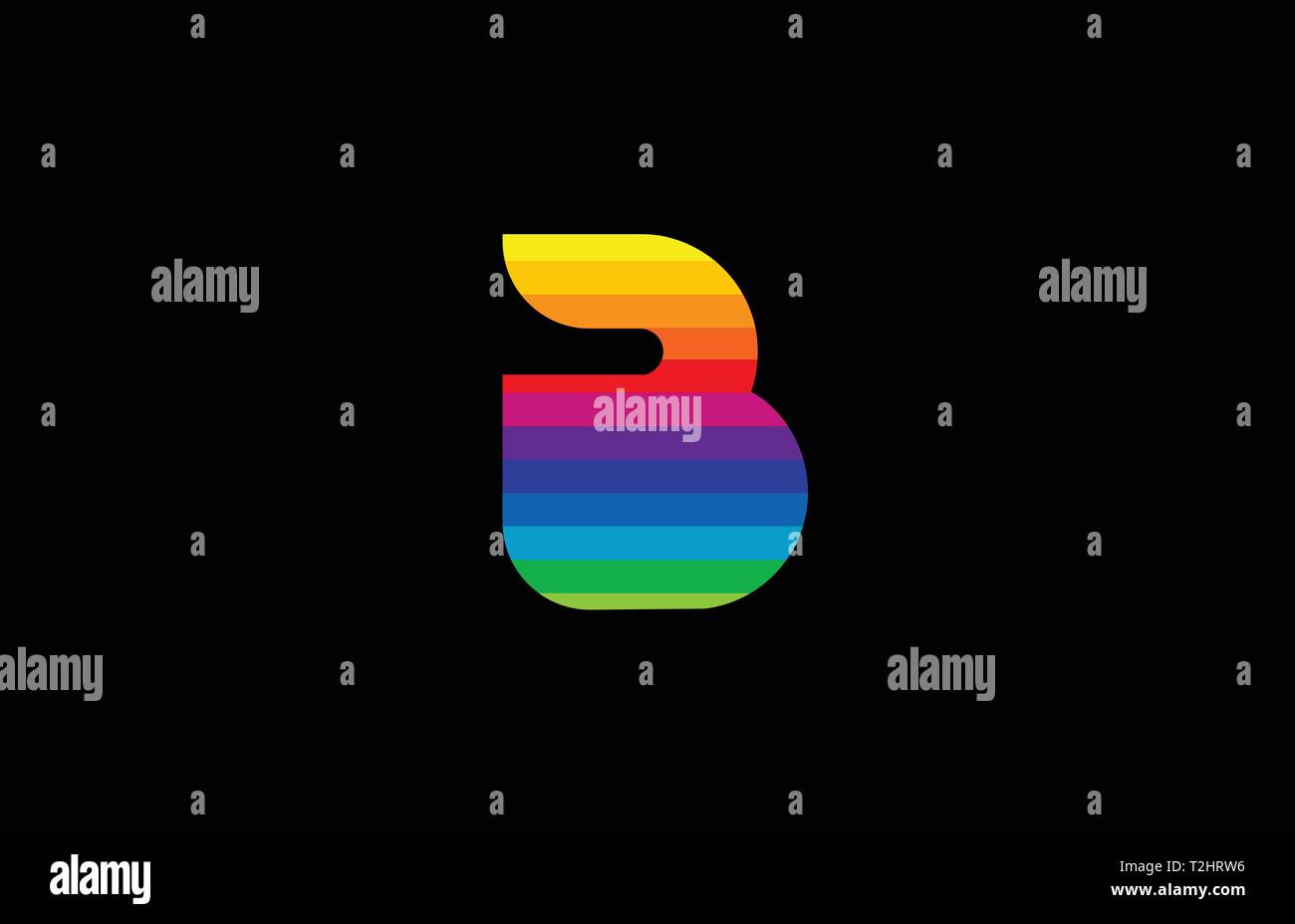 rainbow color colored colorful alphabet letter b logo design suitable ...