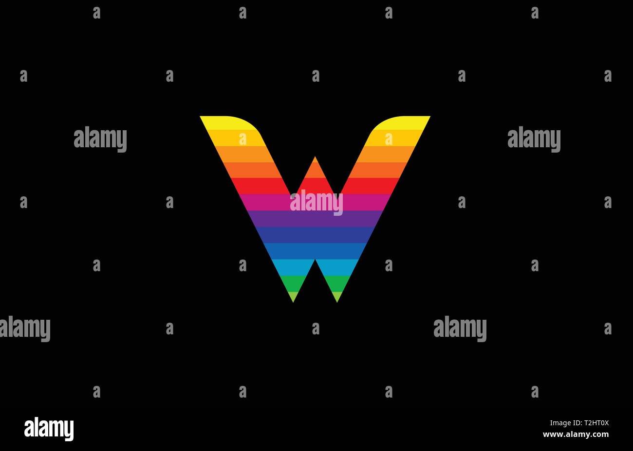 rainbow color colored colorful alphabet letter w logo design suitable ...