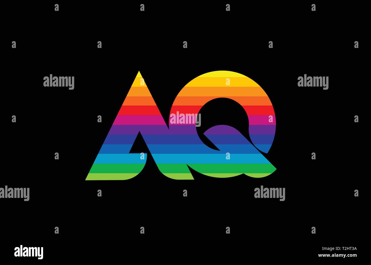 rainbow color colored colorful alphabet letter aq a q logo combination ...