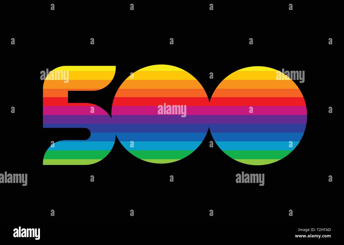 rainbow color colored colorful number 500 logo design suitable for a company or business Stock Vector