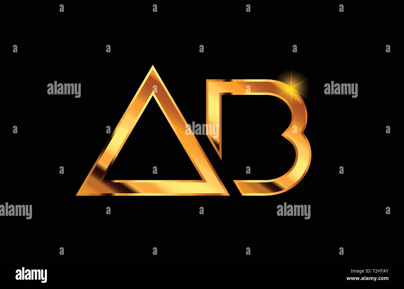 gold golden metal alphabet letter logo combination ab a b design ...