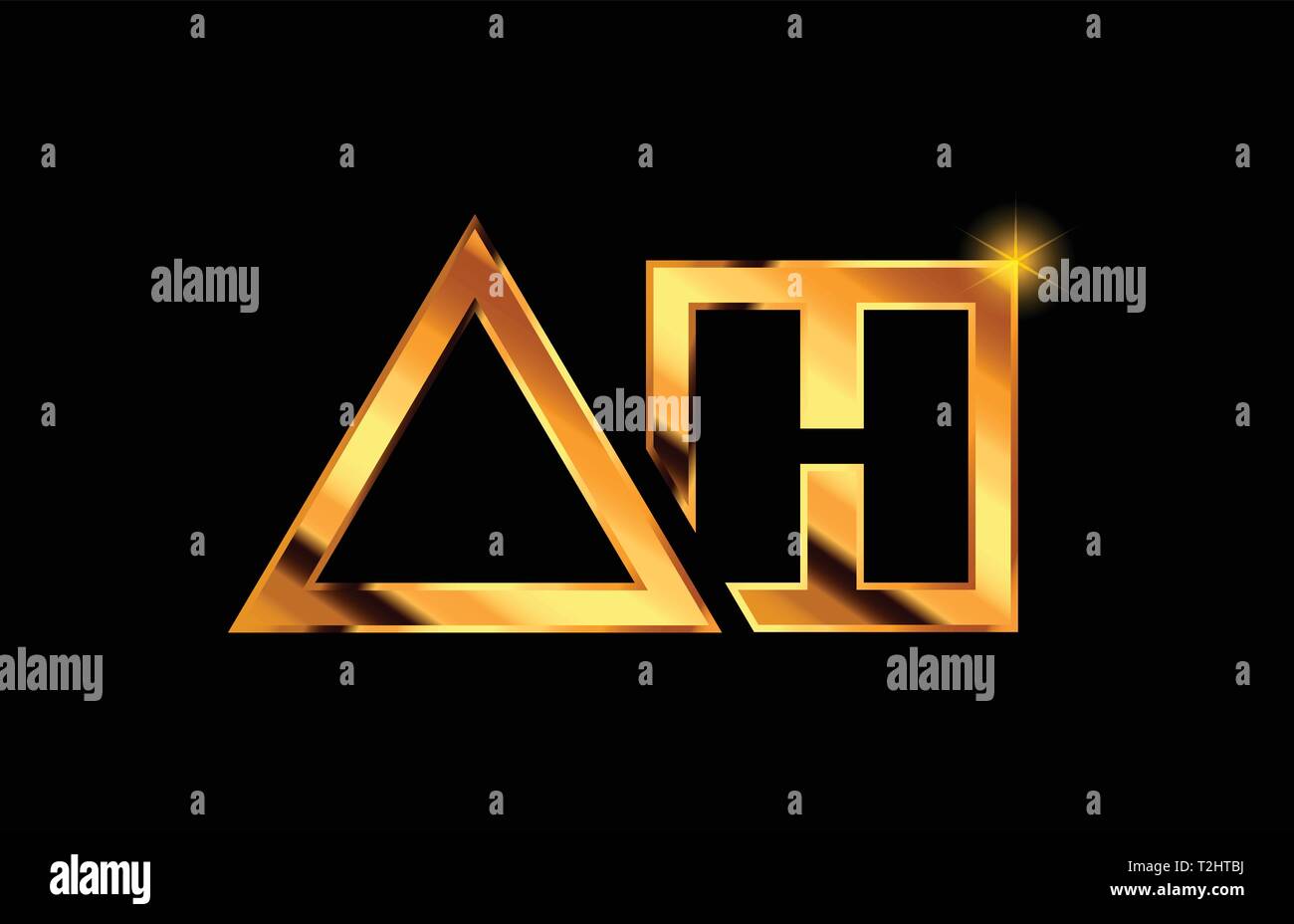 gold golden metal alphabet letter logo combination ah a h design ...