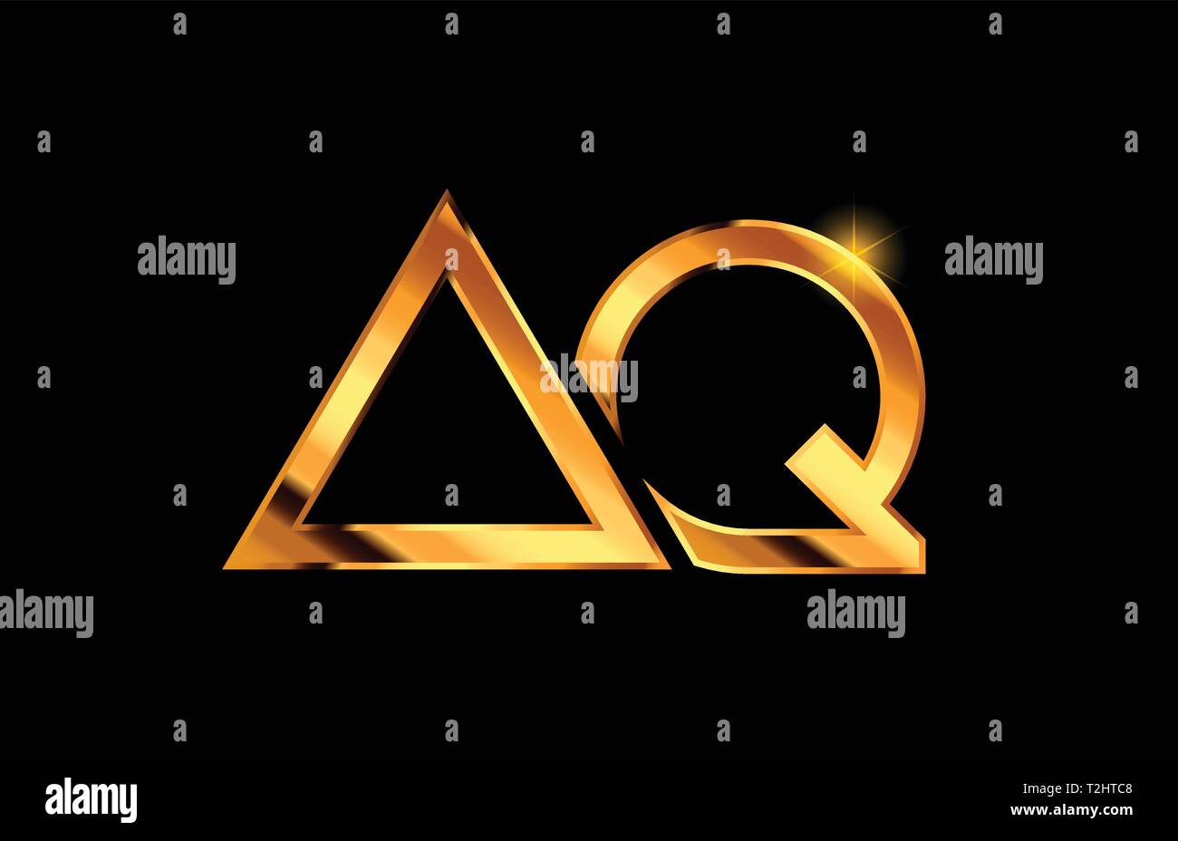 gold golden metal alphabet letter logo combination aq a q design ...