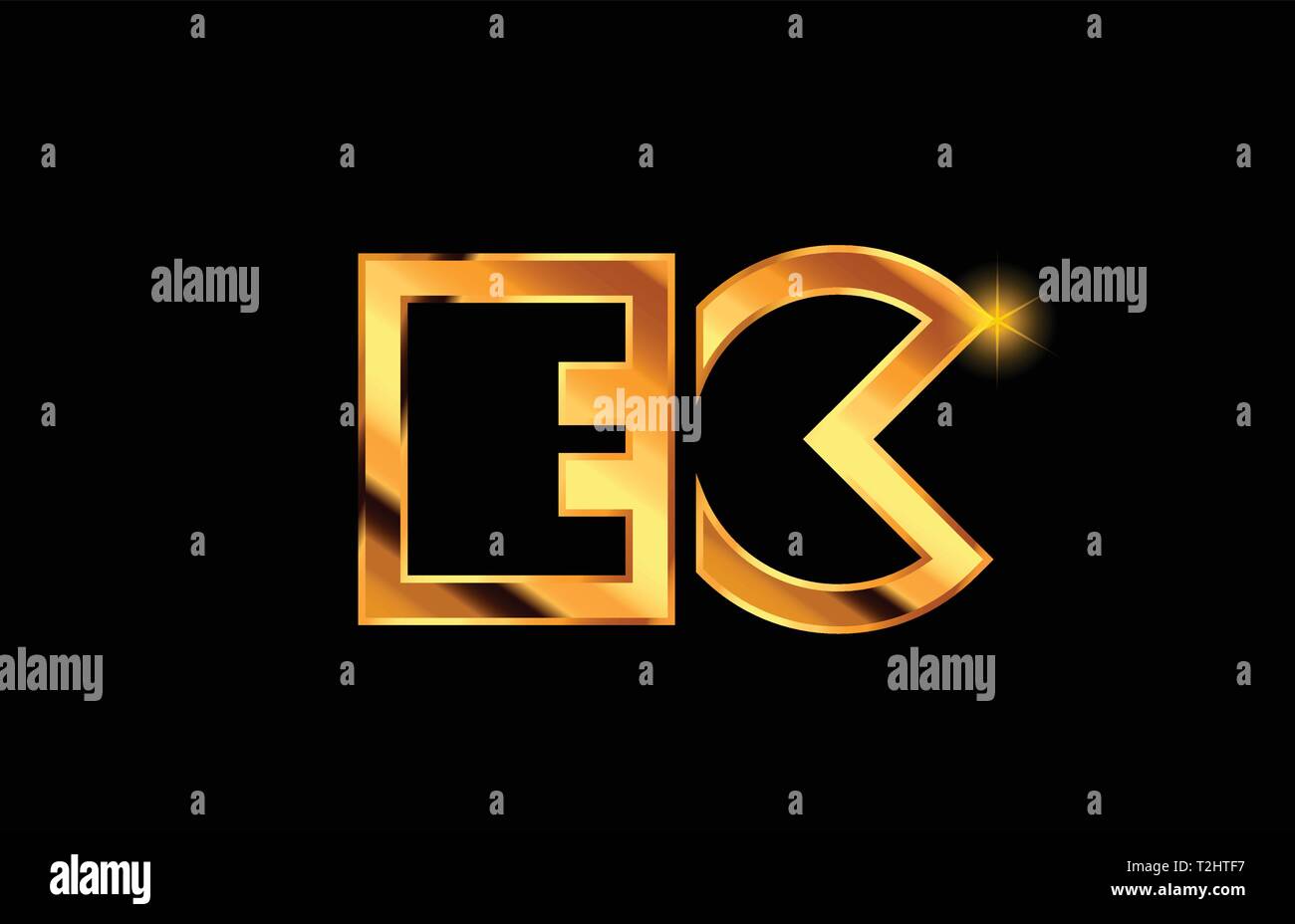 gold golden metal alphabet letter logo combination ec e c design ...