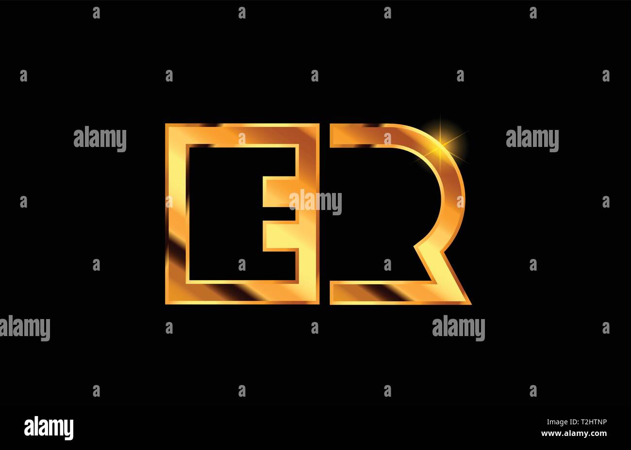 gold golden metal alphabet letter logo combination er e r design ...