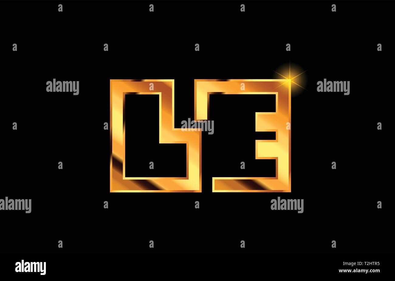 gold golden metal alphabet letter logo combination le l e design ...