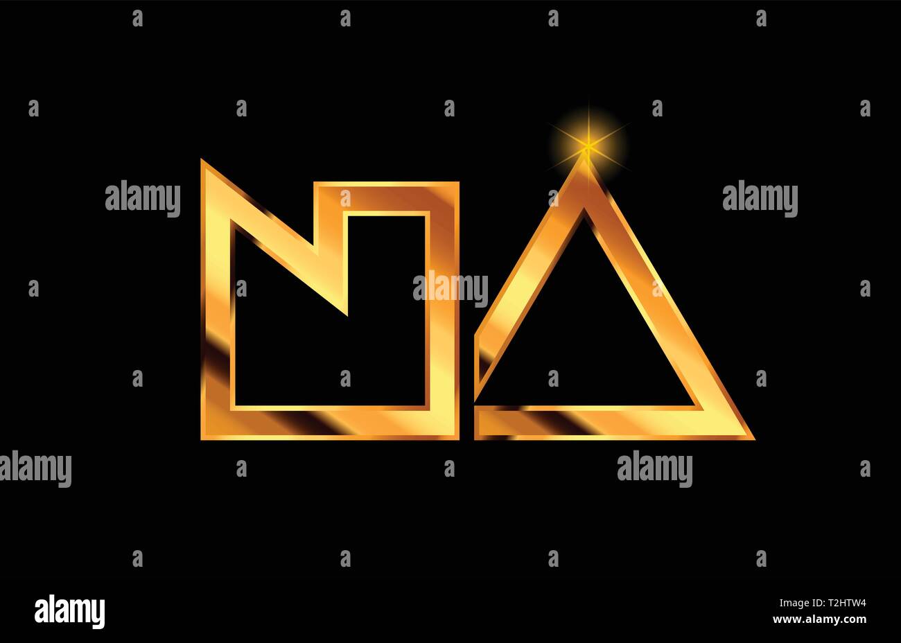 gold golden metal alphabet letter logo combination na n a design ...