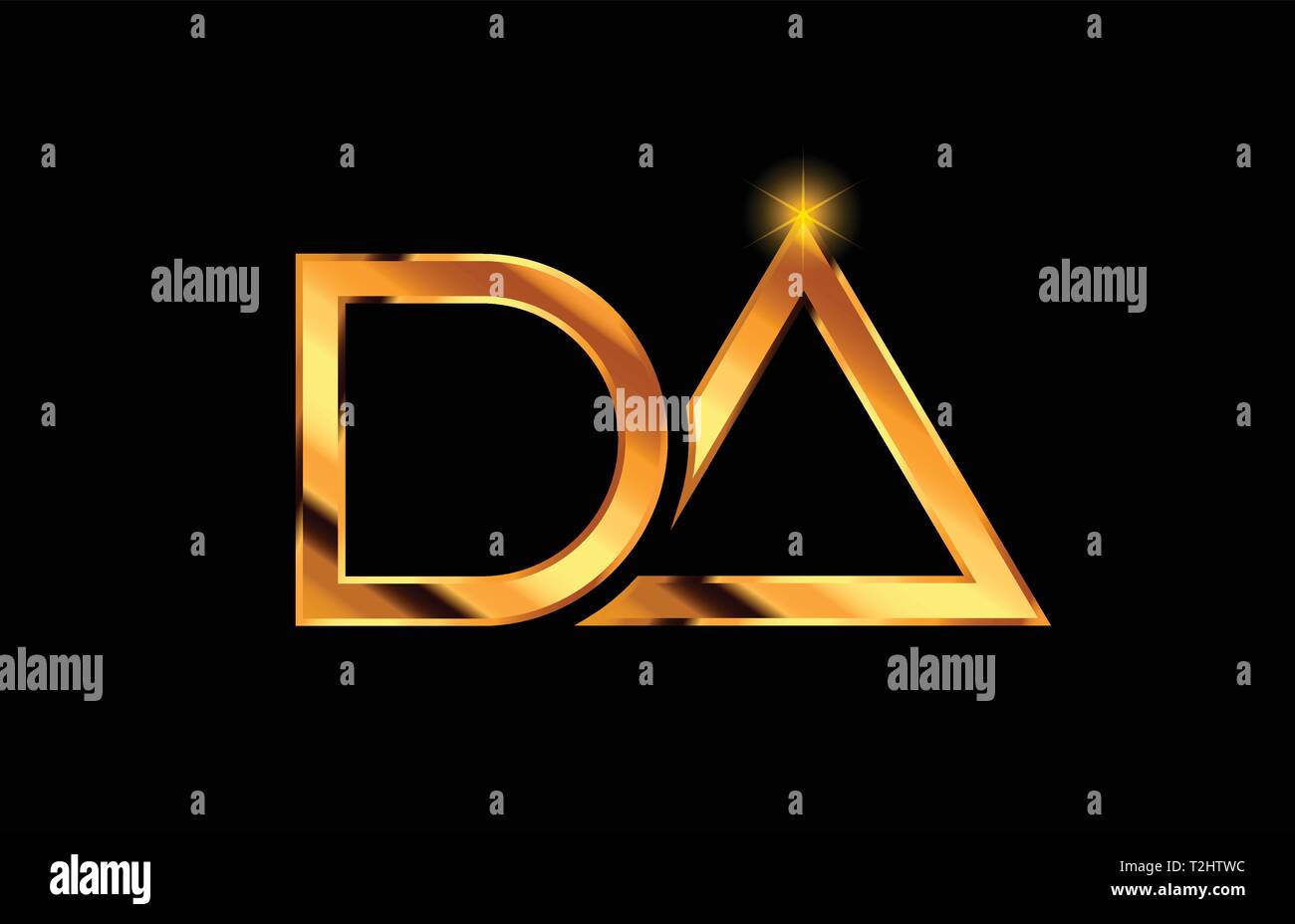 gold golden metal alphabet letter logo combination da d a design ...