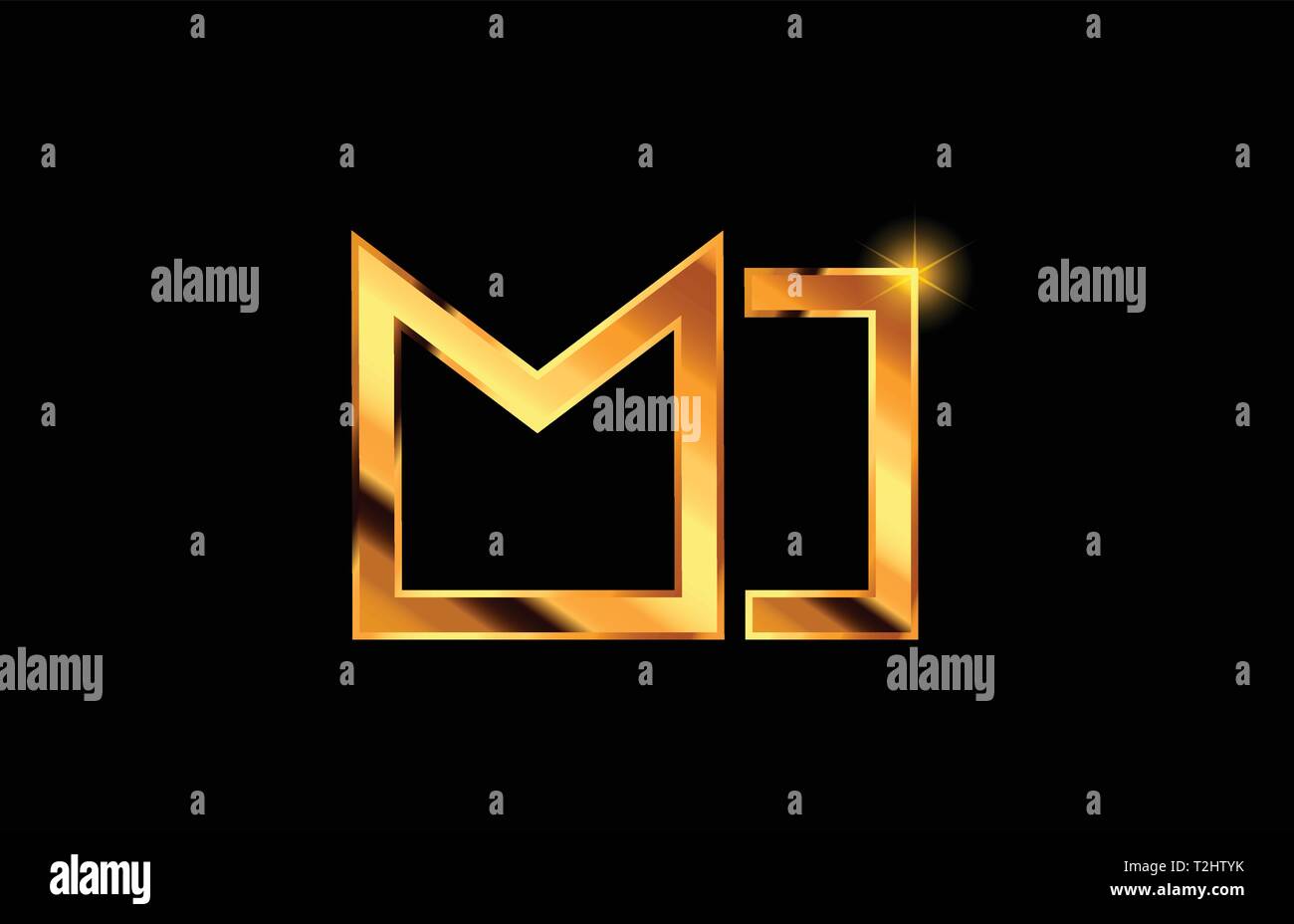 gold golden metal alphabet letter logo combination mi m i design ...