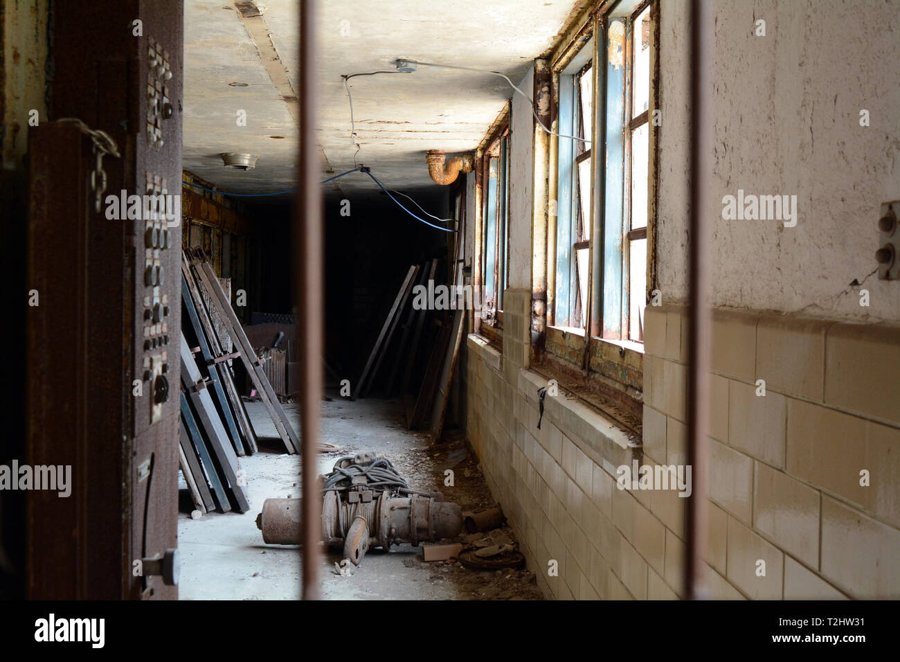 Eastern State Penitentiary - Abandoned Utility Room Stock Photo