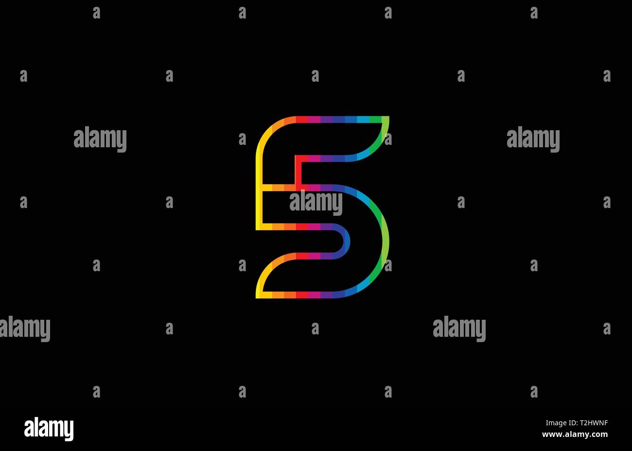 rainbow color colored colorful number 5 logo design suitable for a ...