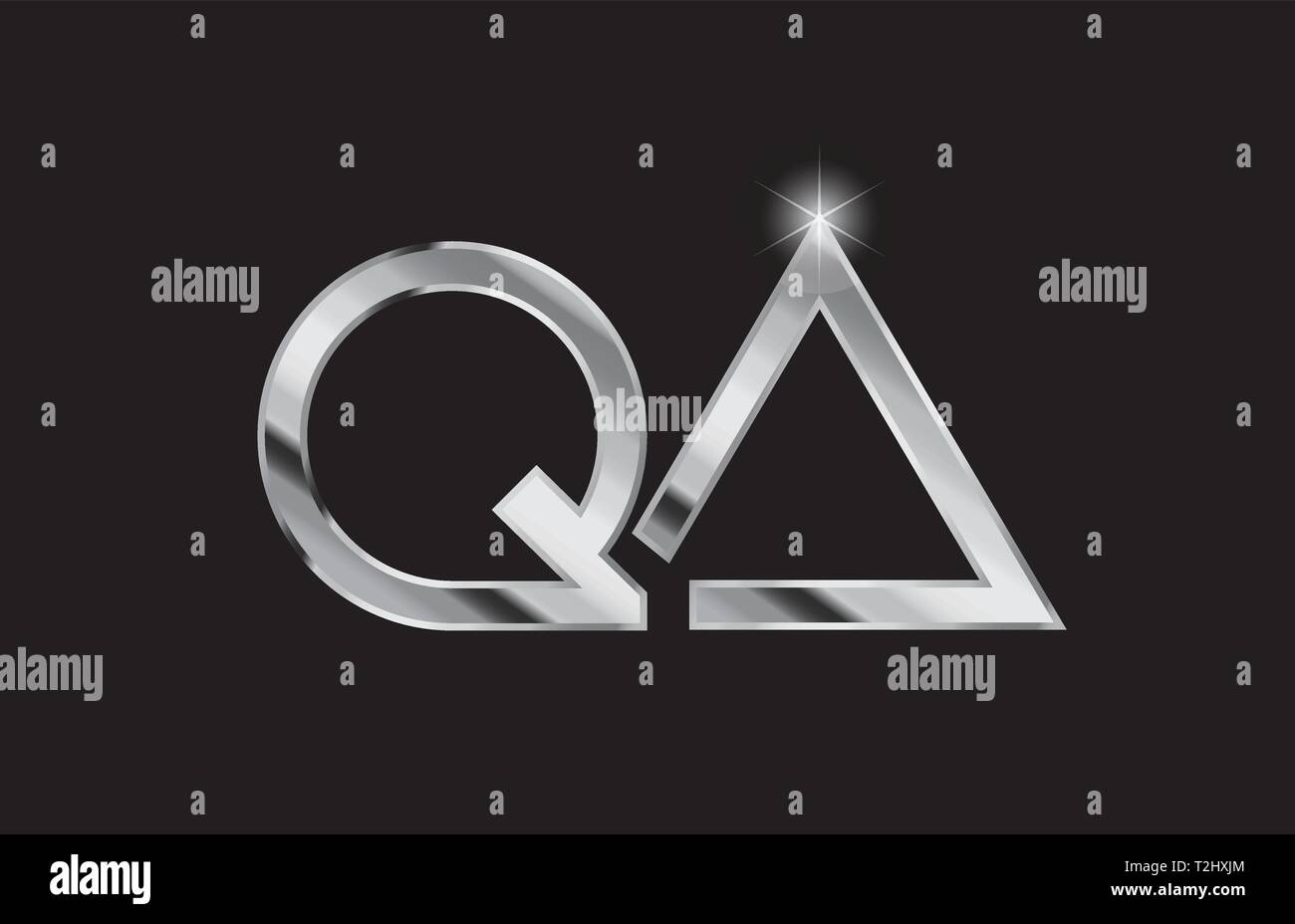 silver metal alphabet letter logo combination qa q a design suitable ...