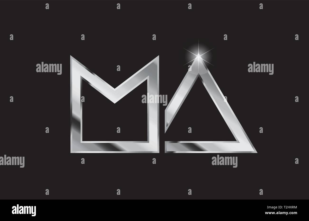 silver metal alphabet letter logo combination ma m a design suitable ...
