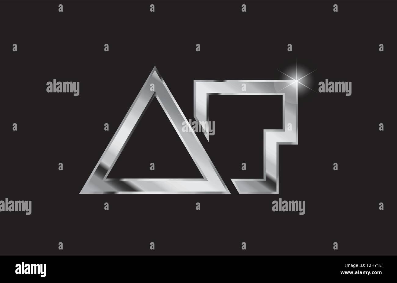 silver metal alphabet letter logo combination at a t design suitable ...