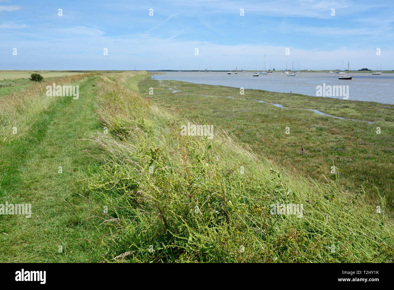 Footpath by the River Ore north of Orford Stock Photo