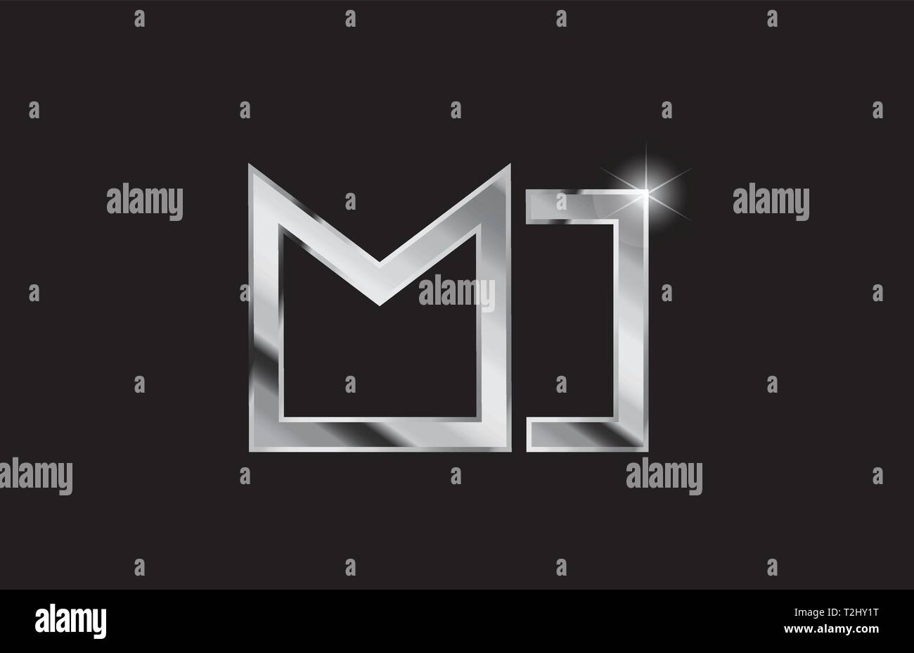 silver metal alphabet letter logo combination mi m i design suitable ...