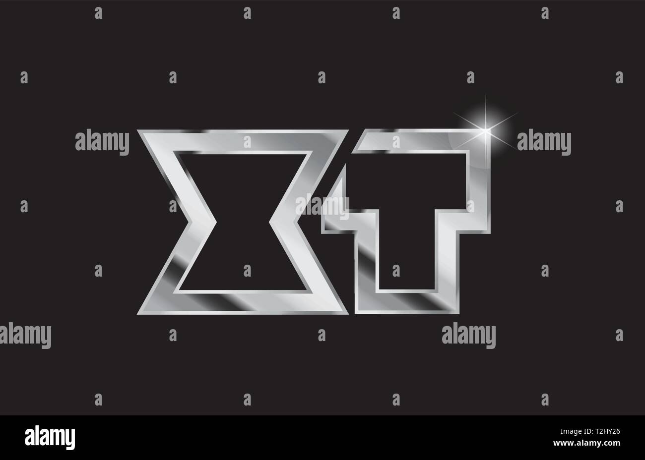 silver metal alphabet letter logo combination xt x t design suitable ...