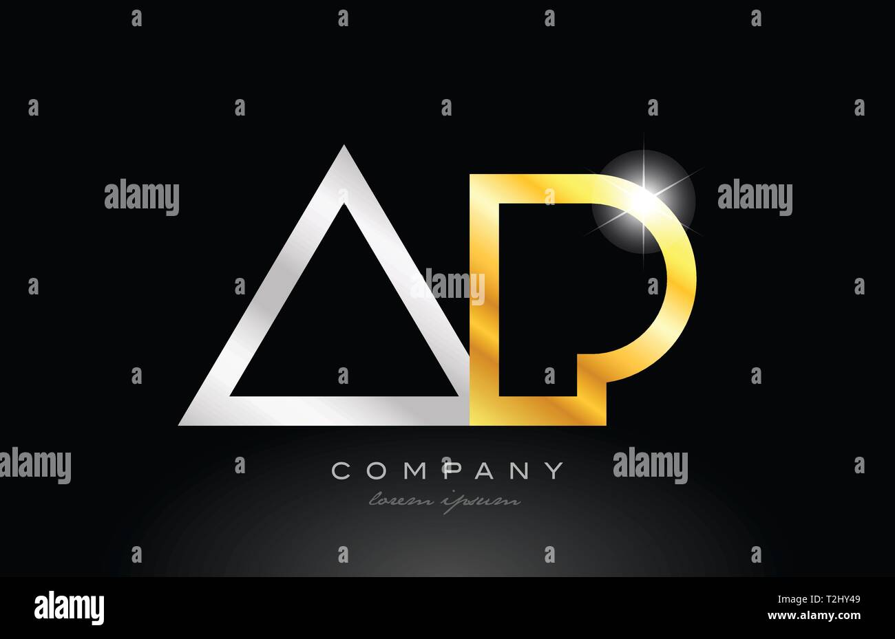 gold silver alphabet letter logo combination ap a p design suitable for ...