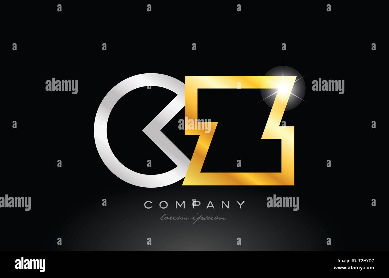 gold silver alphabet letter logo combination cz c z design suitable for ...