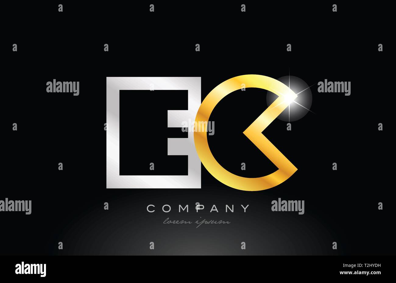 gold silver alphabet letter logo combination ec e c design suitable for ...