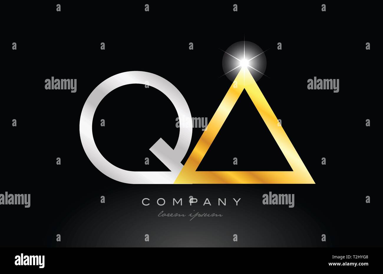 gold silver alphabet letter logo combination qa q a design suitable for ...