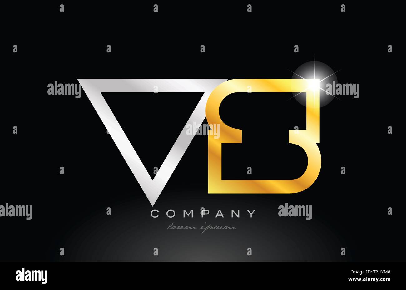 gold silver alphabet letter logo combination vs v s design suitable for ...