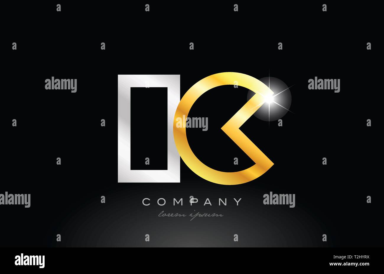 gold silver alphabet letter logo combination ic i c design suitable for ...