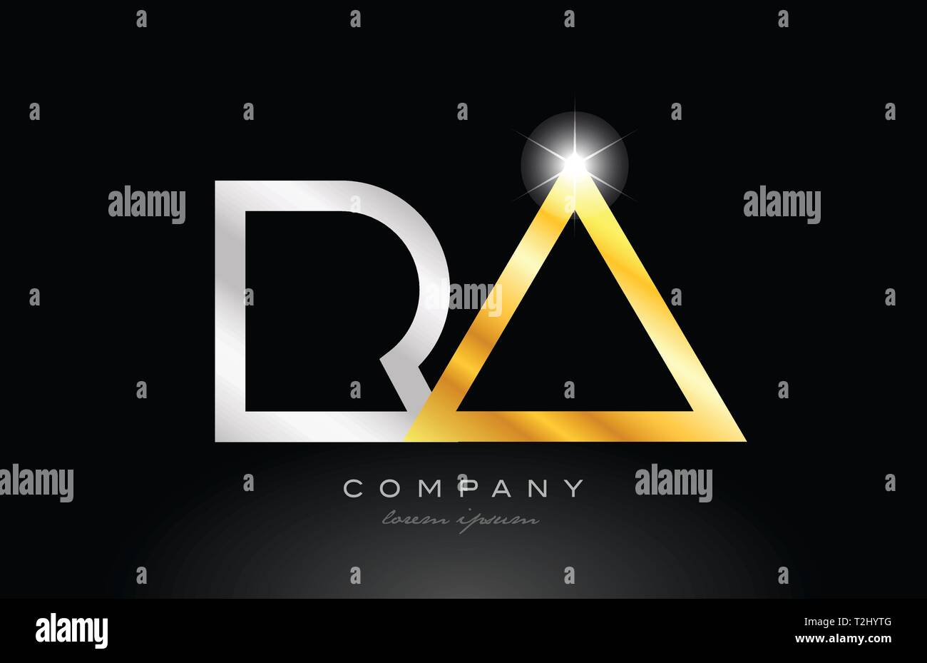 gold silver alphabet letter logo combination ra r a design suitable for ...