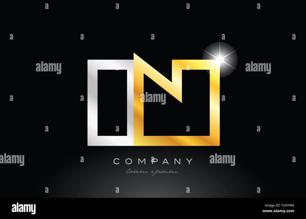 gold silver alphabet letter logo combination in i n design suitable for ...