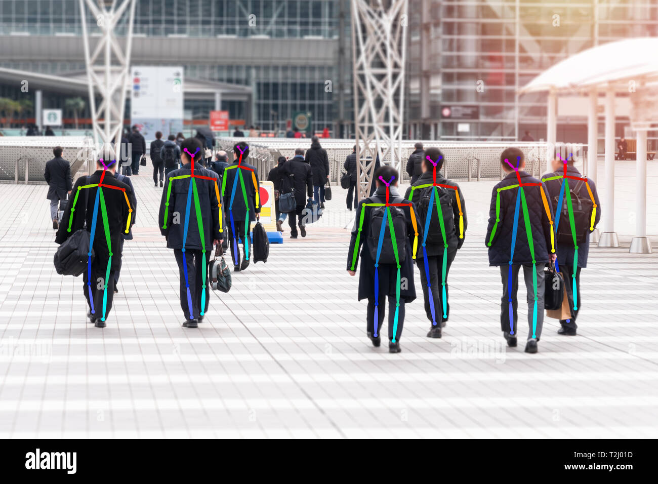 Machine Learning analytics identify behavior recognition technology , Artificial intelligence concept. Software ui analytics and recognition people in Stock Photo