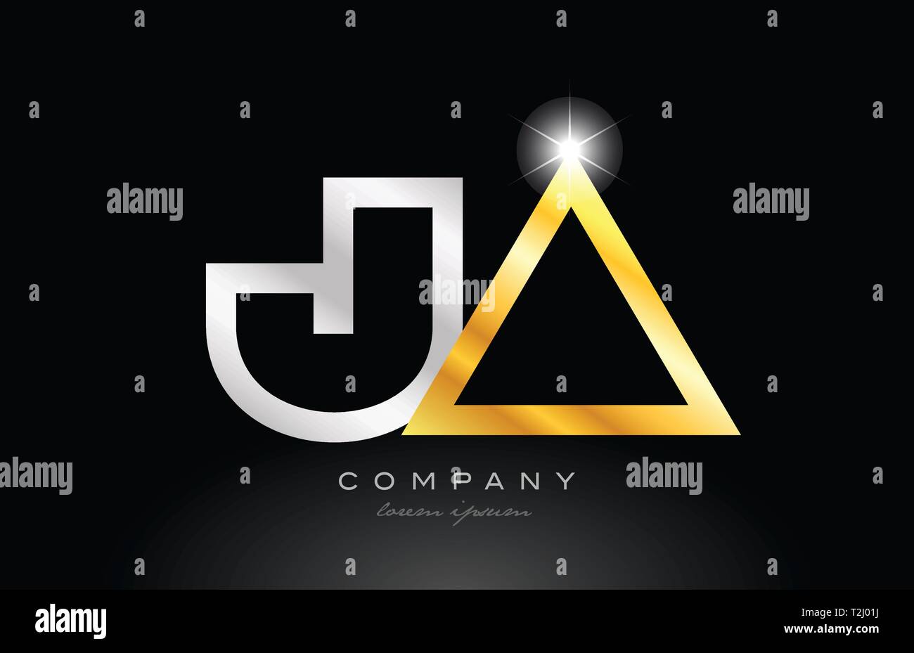 gold silver alphabet letter logo combination ja j a design suitable for ...