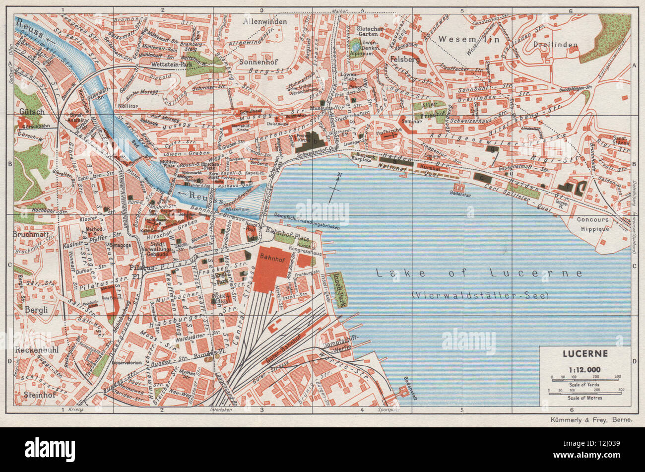 LUCERNE LUZERN. Vintage town city map plan. Switzerland ... LUCERNE LUZERN. Vintage town city map plan. Switzerland ...