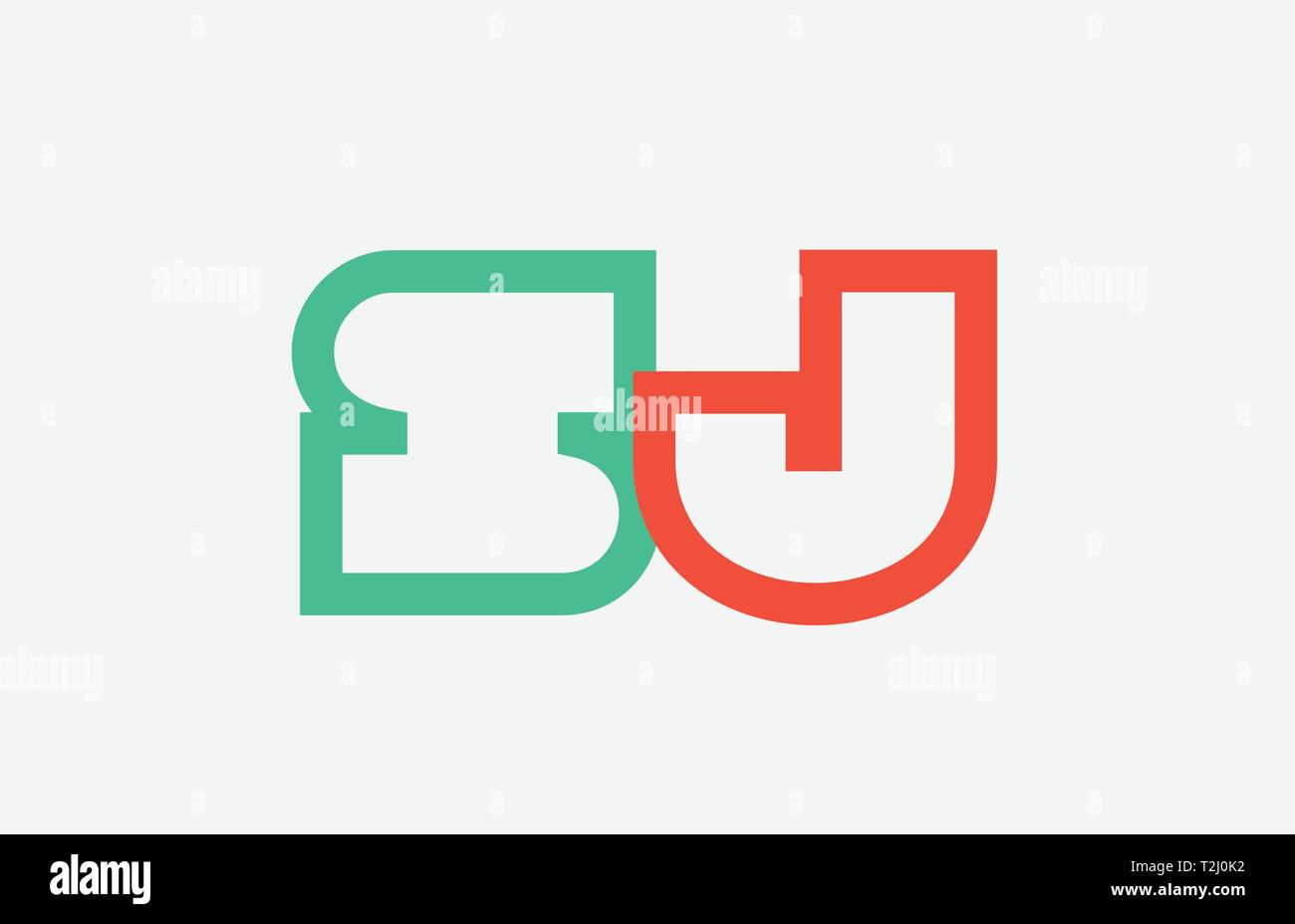 orange green alphabet letter logo combination sj s j design suitable for a company or business Stock Vector
