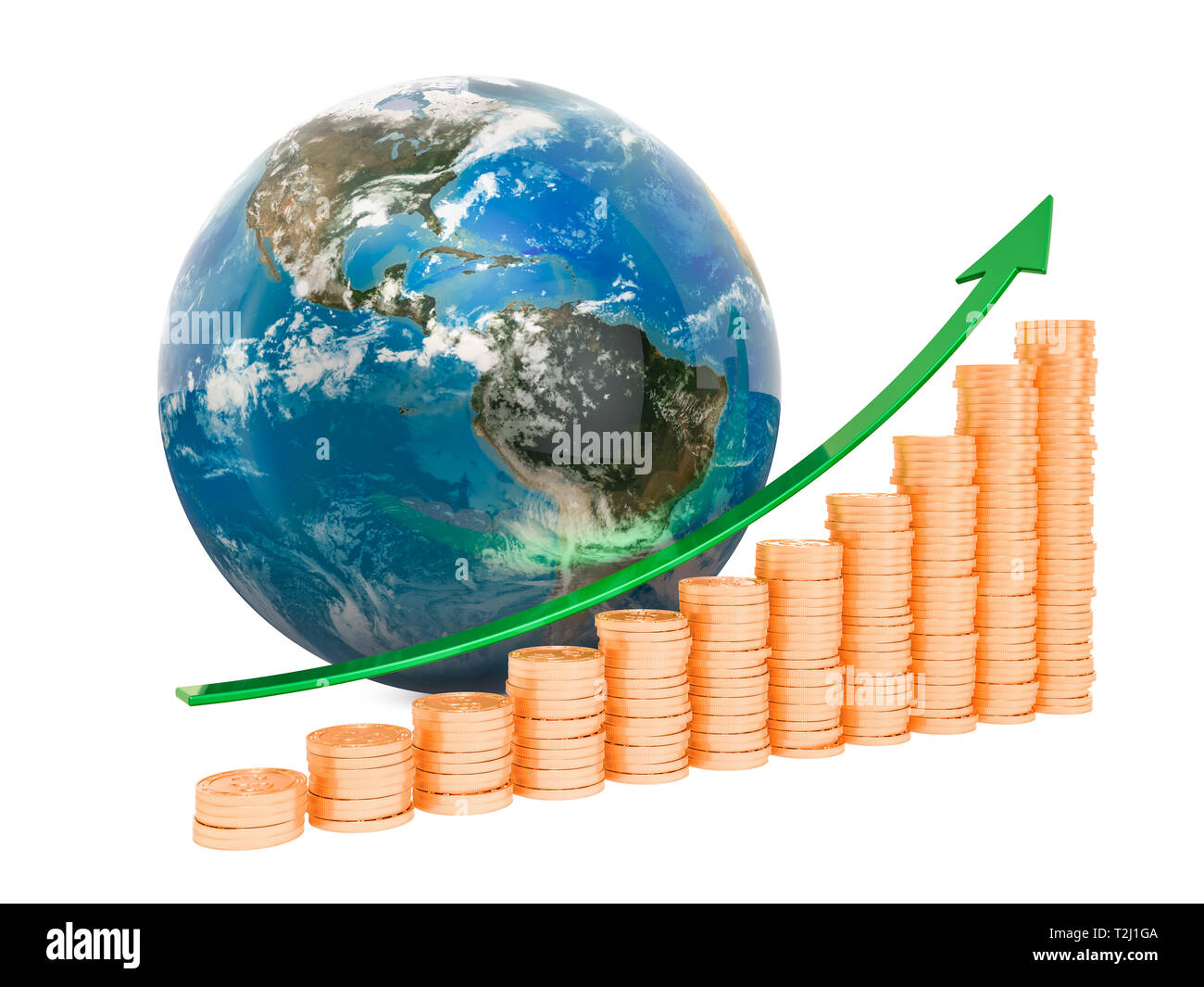 Global economic growth concept, 3D rendering isolated on white