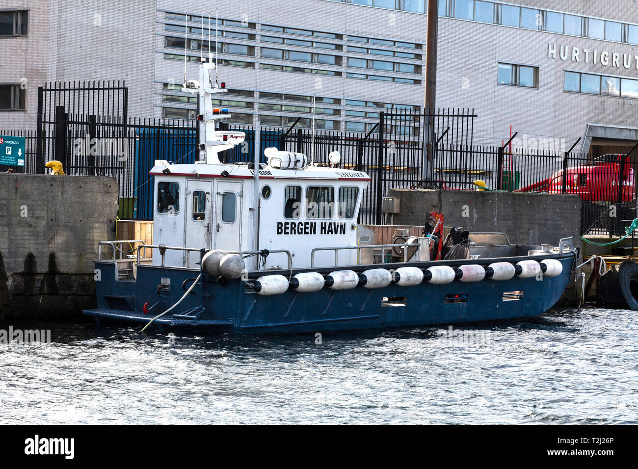 MB 'Sydnes', port authority's maintenance boat, moored at Noestet. Port of Bergen, Norway Stock Photo