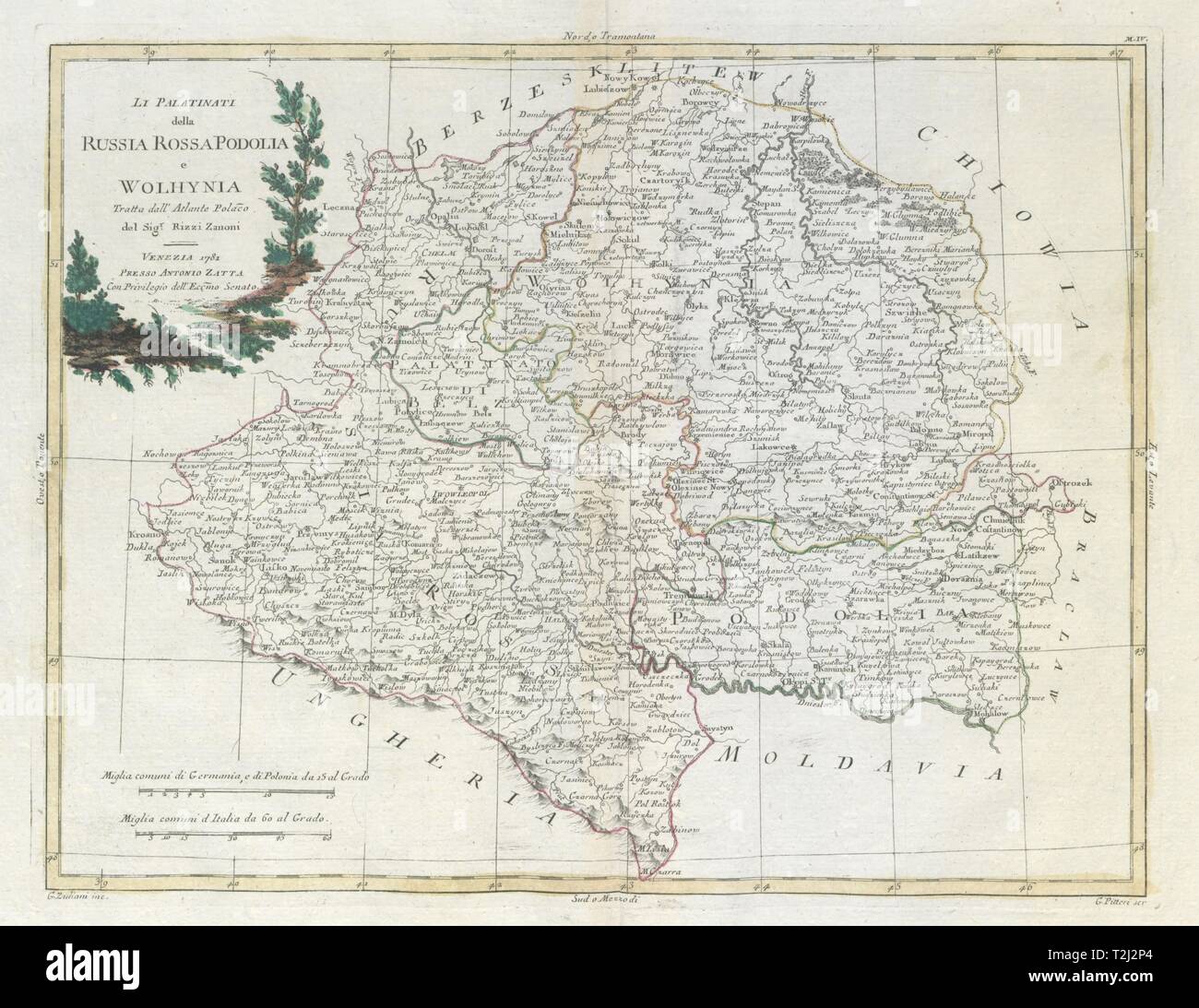 'Li Palatinati della Russia Rossa, Podolia…' SE Poland W Ukraine. ZATTA 1783 map Stock Photo