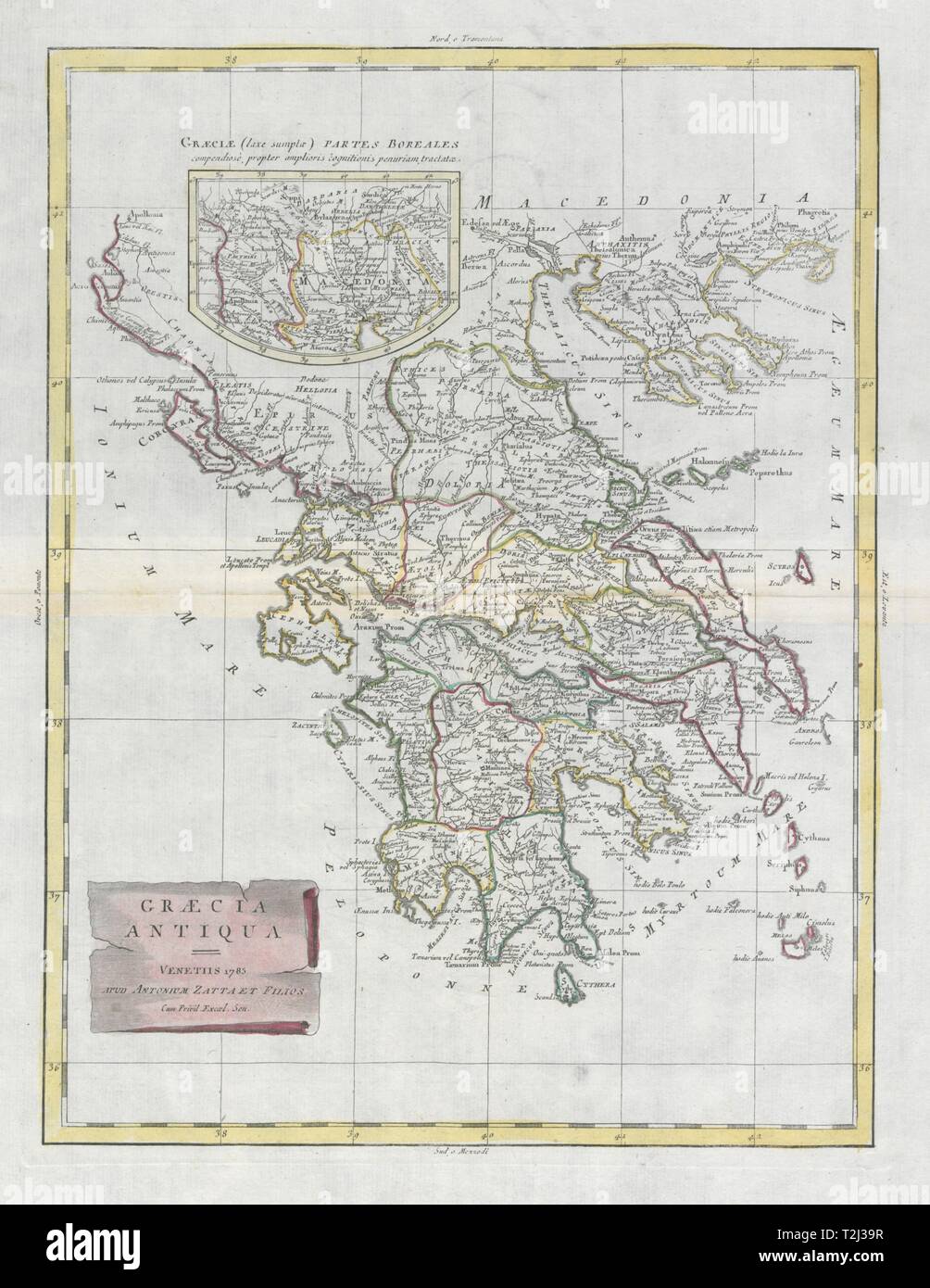 'Graecia Antiqua'. Ancient Greece. ZATTA 1785 old antique map plan chart Stock Photo