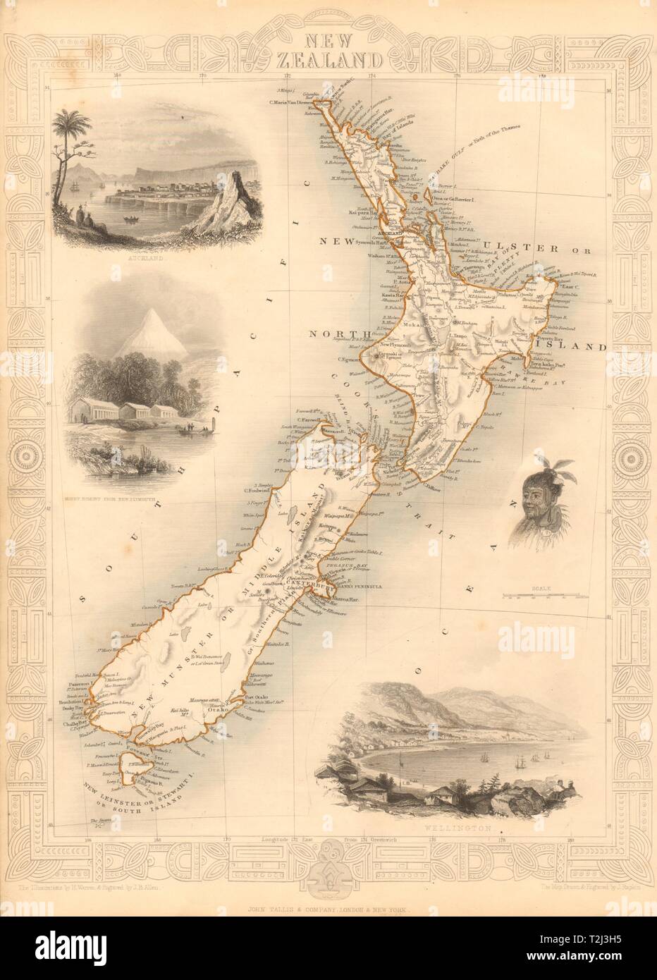NEW ZEALAND. Shows NZ Company settlements in 1851. TALLIS & RAPKIN 1851