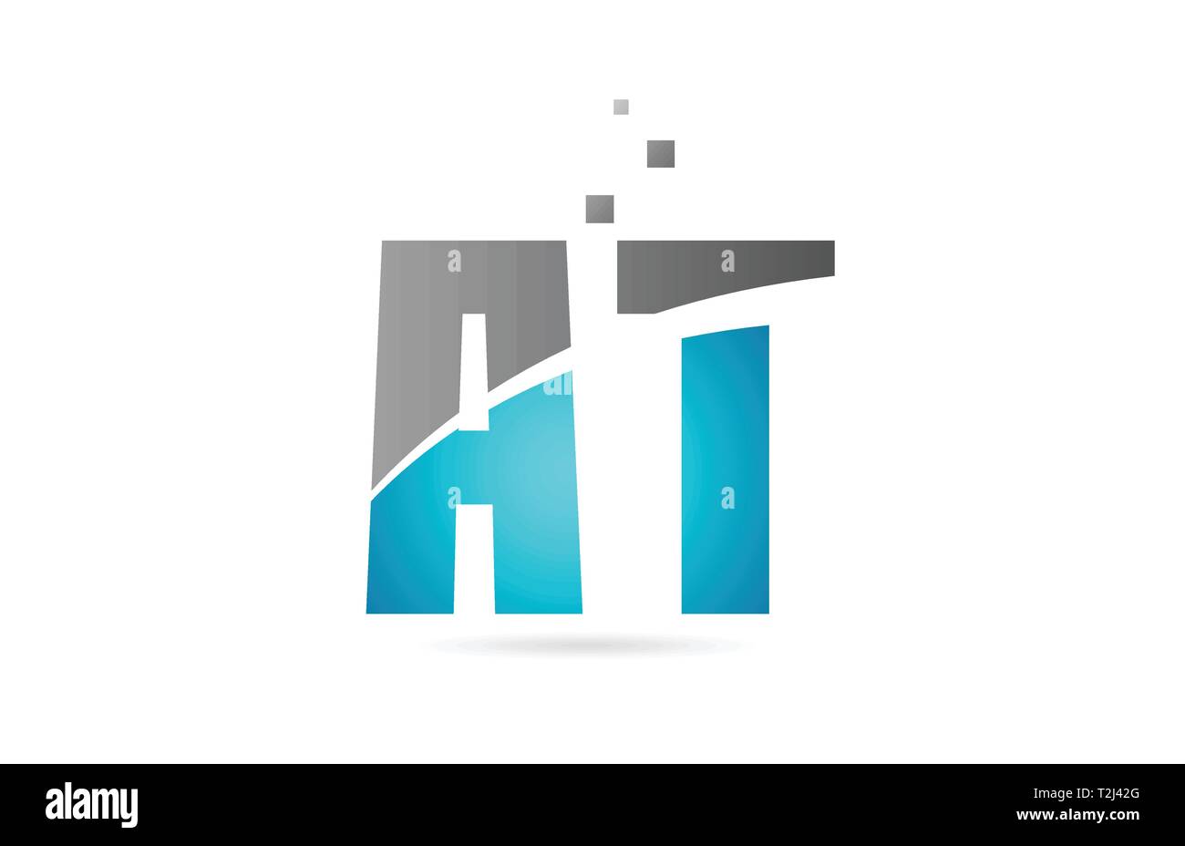 blue grey alphabet letter AT A T logo combination design suitable for a ...