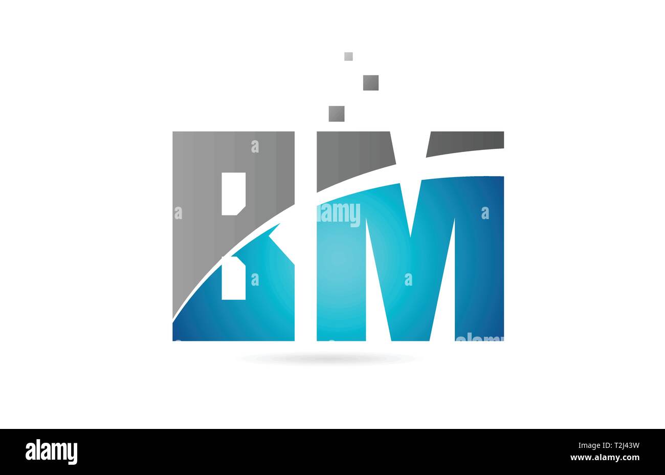 blue grey alphabet letter BM B M logo combination design suitable for a ...