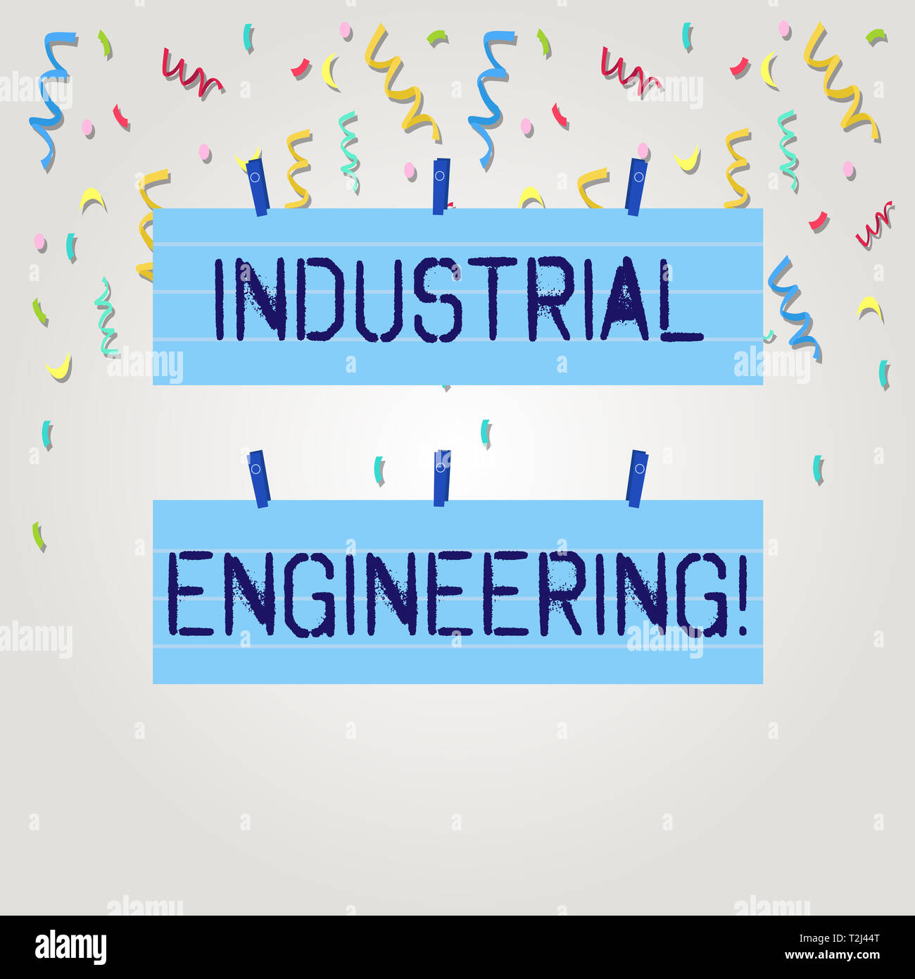 Text sign showing Industrial Engineering. Business photo text field or study that focuses on industrial processes Two Color Blank Strip Size Lined Pap Stock Photo