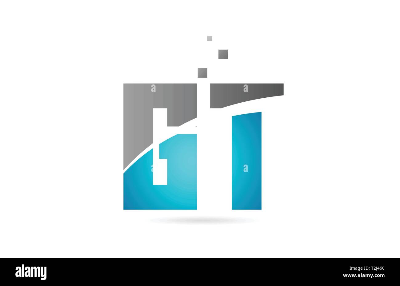 blue grey alphabet letter GT G T logo combination design suitable for a ...