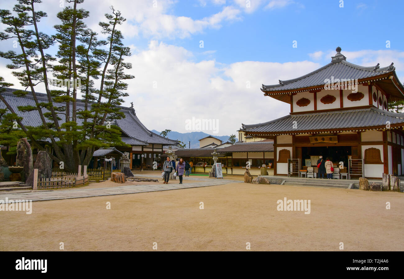 Daiganji Temple on the island of Itsukushima (popularly known as Miyajima), in Hiroshima Prefecture, Japan Stock Photo