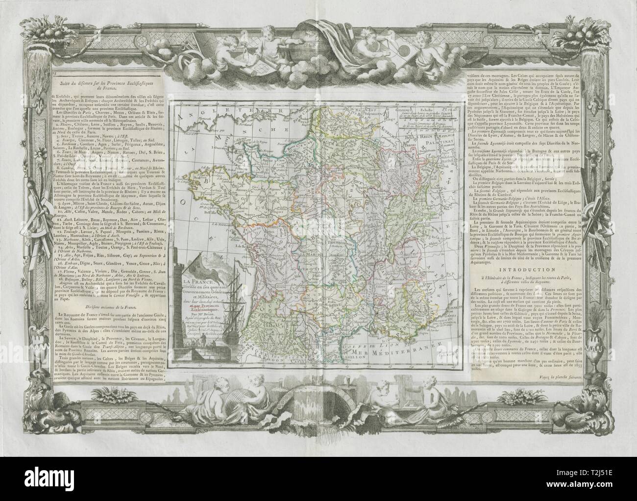 'La France… par Provinces Ecclésiastiques'. DESNOS/DE LA TOUR 1771 old map Stock Photo
