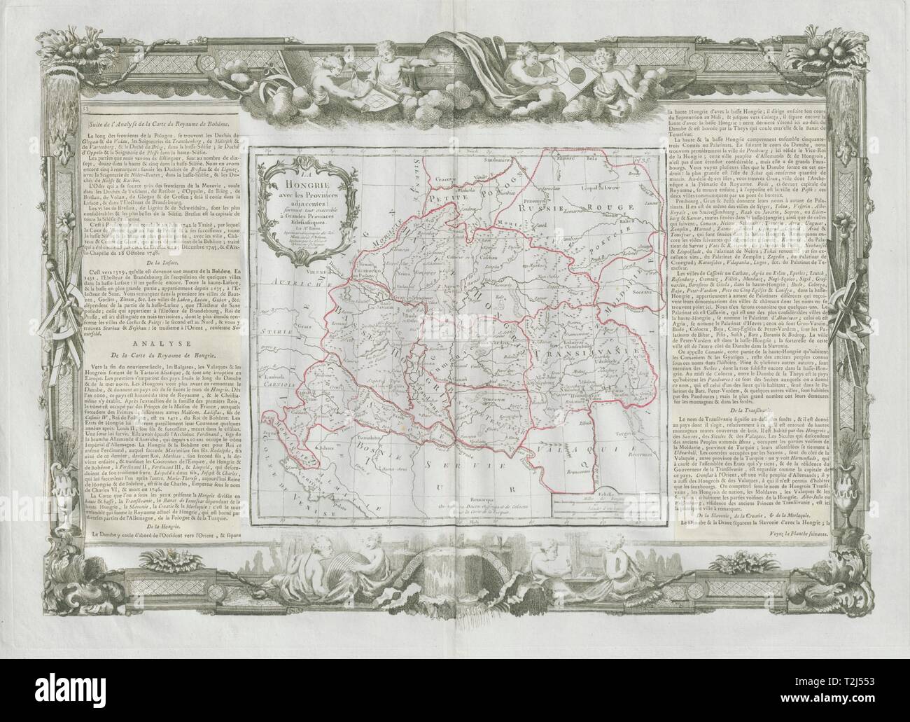'La Hongrie avec les provinces adjacentes'. Hungary. DESNOS/DE LA TOUR 1771 map Stock Photo